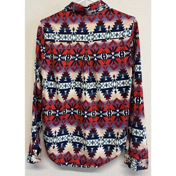 BDG Flannel Beacon Aztec Print Button-Down Shirt Women's Size S Red - Picture 3 of 9
